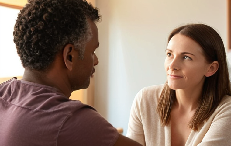 **Prompt 1: The essence of empathetic health coaching**
    "A compassionate health coach, a woman or man, actively listening to a client in a modern, serene wellness office. Soft, natural lighting. The scene conveys deep trust and understanding through the body language of both individuals. The client appears reflective, while the coach offers subtle, supportive gestures, emphasizing empathy, active listening, and genuine human connection in a professional setting. Warm, inviting tones."