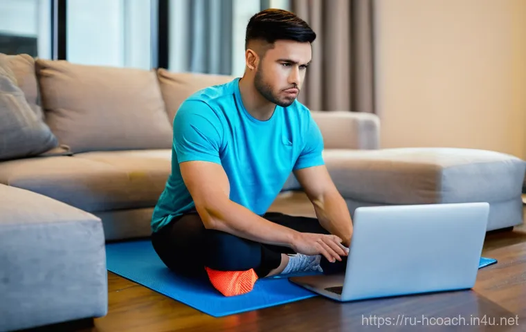 건강코칭과 운동 처방의 연계성 - **Image Prompt 1: The Frustrated Routine**
A young adult (20s-30s, ambiguous gender), looking vi...