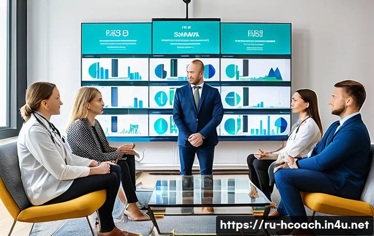 건강코칭과 웰니스 사업 협업 - A modern wellness team meeting in a bright, contemporary office in Russia, featuring diverse profess...