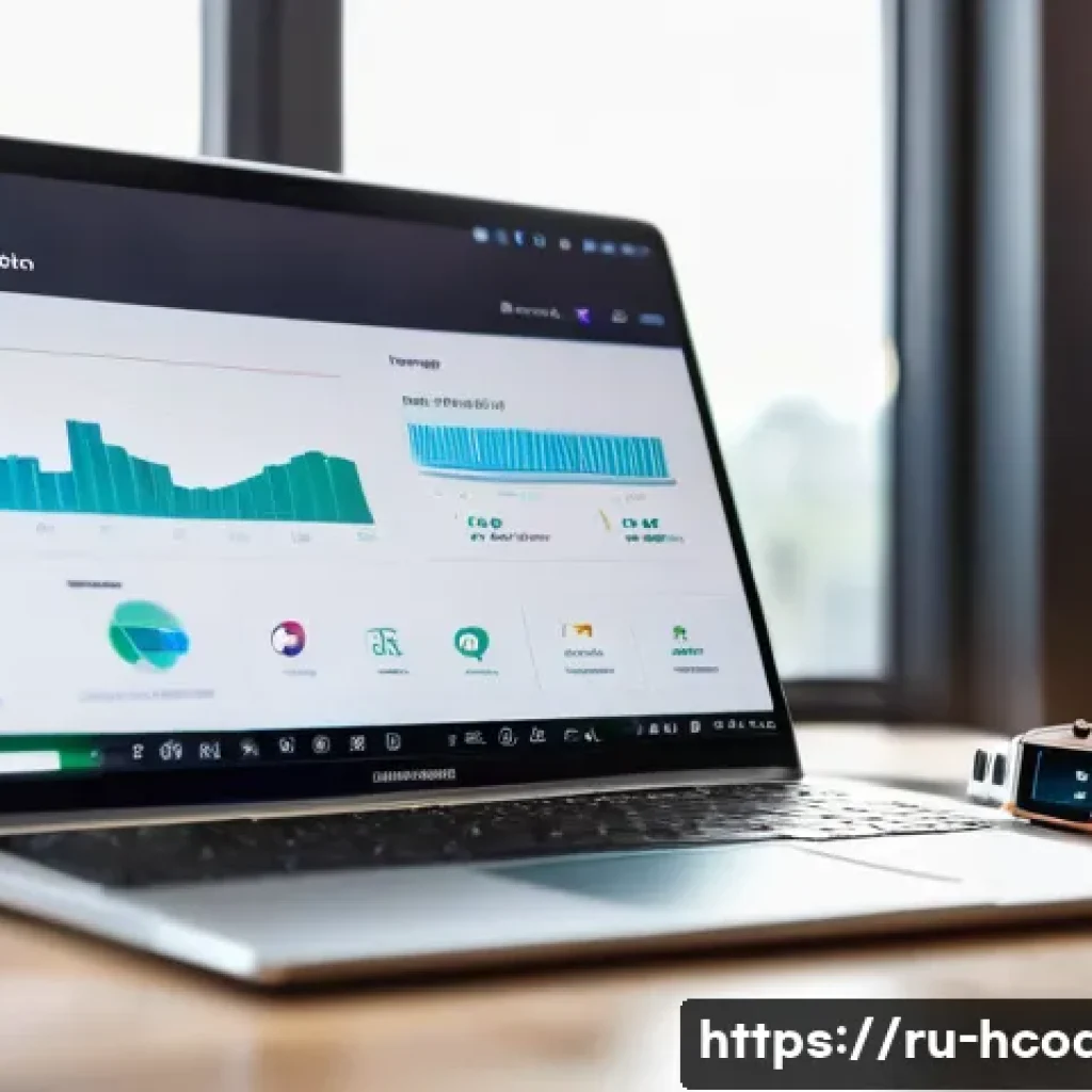 건강코칭 업계 동향 리포트 - A modern health coach conducting a virtual consultation via video call on a sleek laptop in a cozy h...