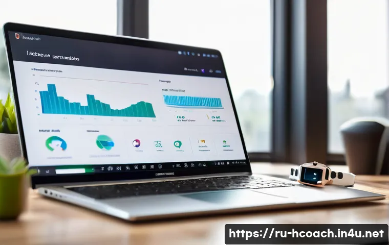 건강코칭 업계 동향 리포트 - A modern health coach conducting a virtual consultation via video call on a sleek laptop in a cozy h...